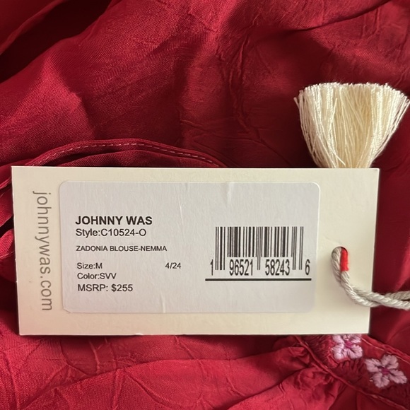 New Johnny Was Zadonia Floral Tassel Tie Blouse - Picture 12 of 16